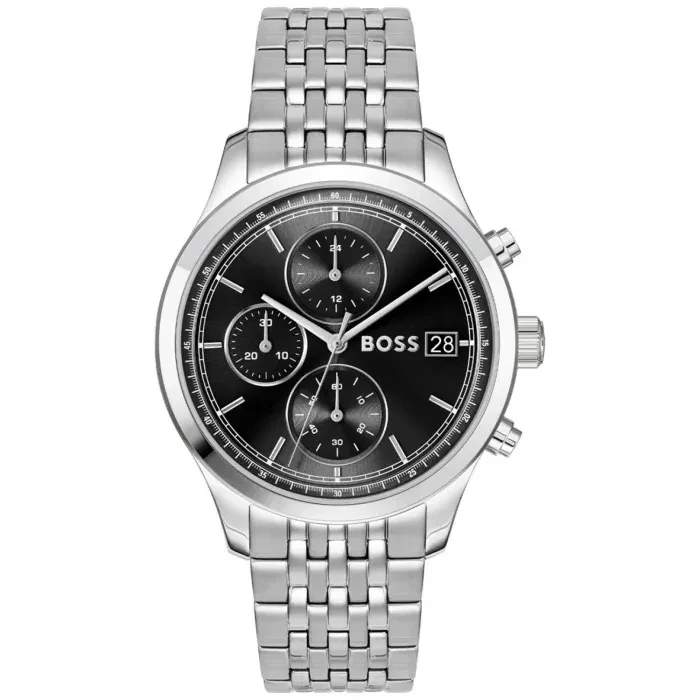BOSS Stratus 1514328 Herren Armbanduhr Schwarz • Chronograph mit Datum • Edelstahlarmband