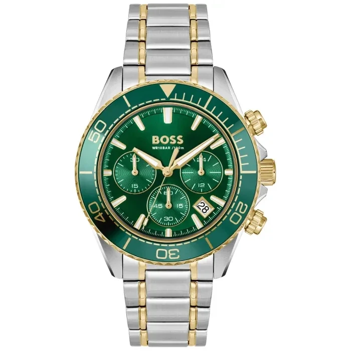 BOSS Sealiner 1514325 Herren Armbanduhr Grün • Chronograph • Edelstahlgehäuse