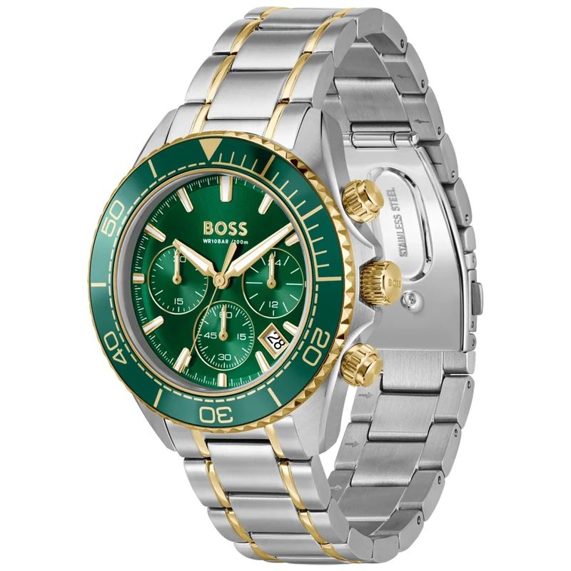 BOSS Sealiner 1514325 Herren Armbanduhr Grün • Chronograph • Edelstahlgehäuse