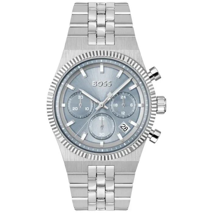 BOSS Candor Prime 1514306 Herren Armbanduhr • Chronograph • Hellblaues Zifferblatt