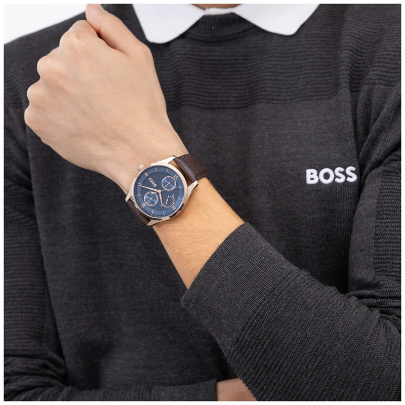 BOSS Principle Master 1514273 Herren • Roségold-Edelstahlgehäuse • Tag-Datum-Anzeige