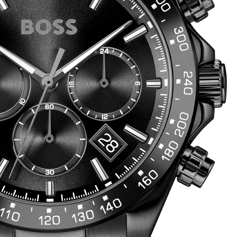 BOSS Hero 2.0 1514271 Herren Armbanduhr • Chronograph-Stil • Schwarzes Edelstahlarmband