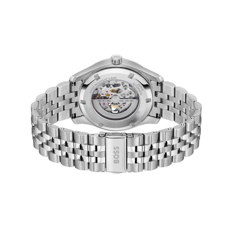 BOSS Principle Skeleton 1514236 Herren Armbanduhr Grün • Automatikwerk • Skelettiertes Zifferblatt