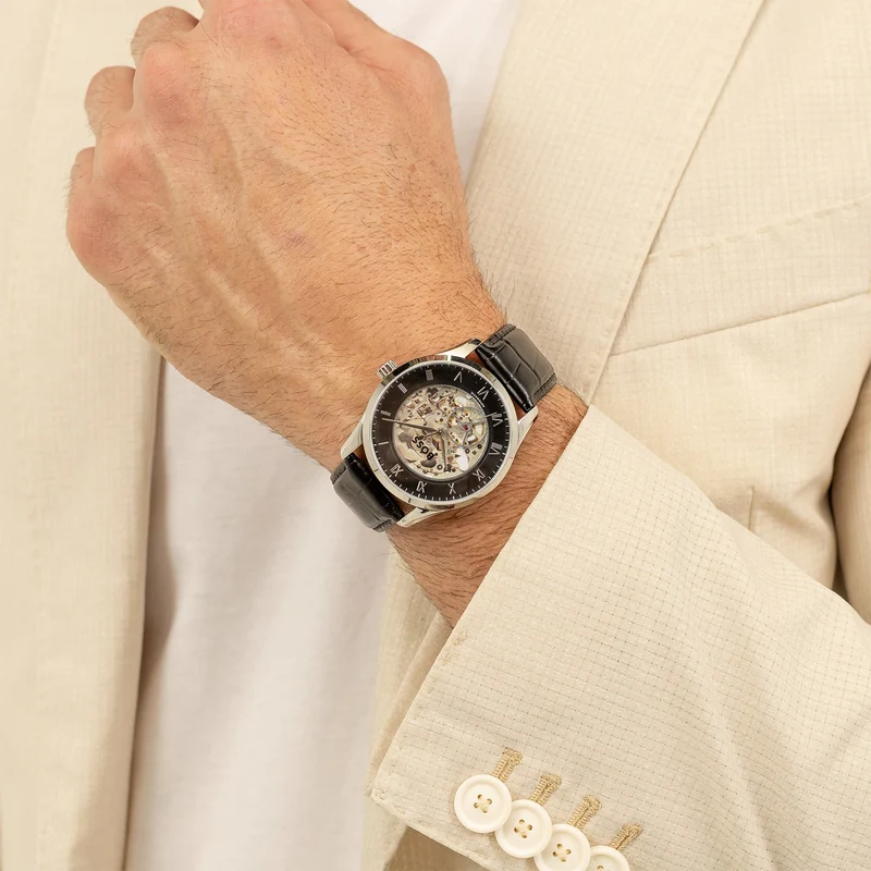 BOSS Principle Skeleton 1514234 Herren Armbanduhr Schwarz • Automatikwerk • Skelettiertes Zifferblatt