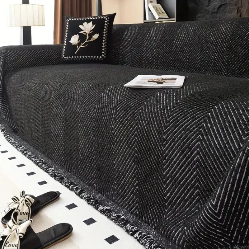Geweven Bankhoes met Herringbone Patroon – Beschermende Plaid voor Bank & Fauteuil | Sansoti