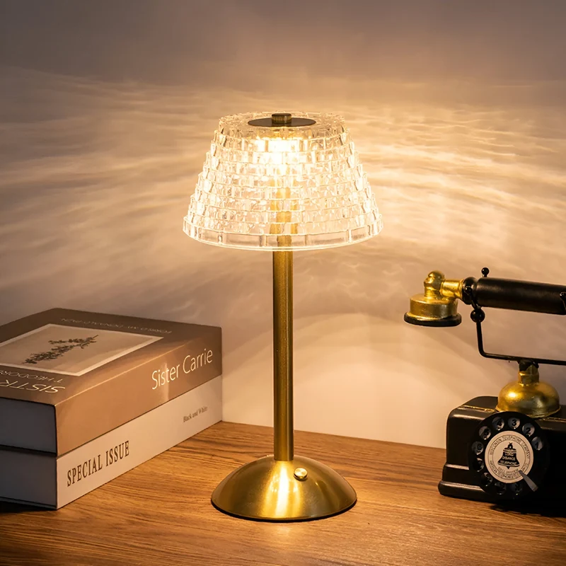 Draadloze Vintage Tafellamp met Glas – Oplaadbare Sfeerverlichting voor Woonkamer & Slaapkamer | Sansoti