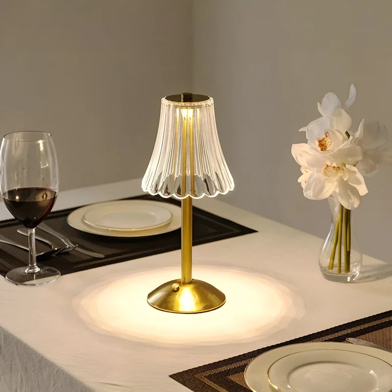 Draadloze Vintage Tafellamp met Glas – Oplaadbare Sfeerverlichting voor Woonkamer & Slaapkamer | Sansoti