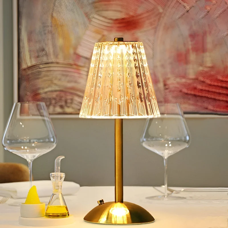 Draadloze Vintage Tafellamp met Glas – Oplaadbare Sfeerverlichting voor Woonkamer & Slaapkamer | Sansoti