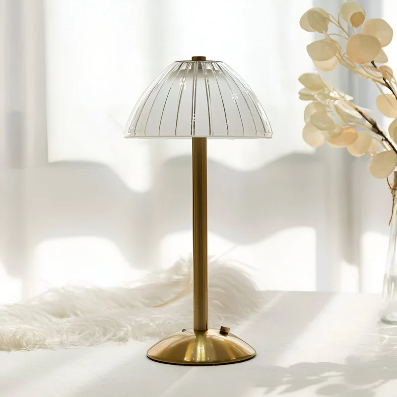 Draadloze Vintage Tafellamp met Glas – Oplaadbare Sfeerverlichting voor Woonkamer & Slaapkamer | Sansoti