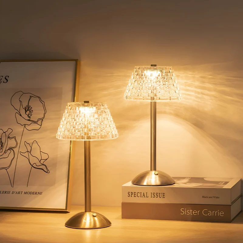 Draadloze Vintage Tafellamp met Glas – Oplaadbare Sfeerverlichting voor Woonkamer & Slaapkamer | Sansoti
