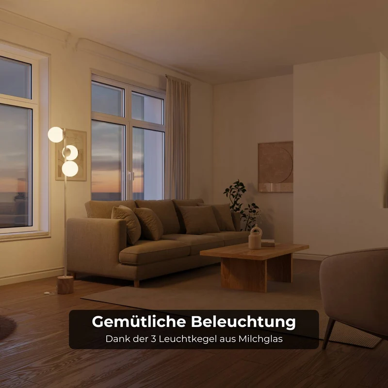 Luxe design vloerlamp met travertin voet en warm diffuus licht – Avera