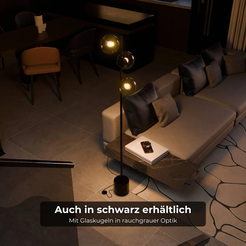 Luxe design vloerlamp met travertin voet en warm diffuus licht – Avera