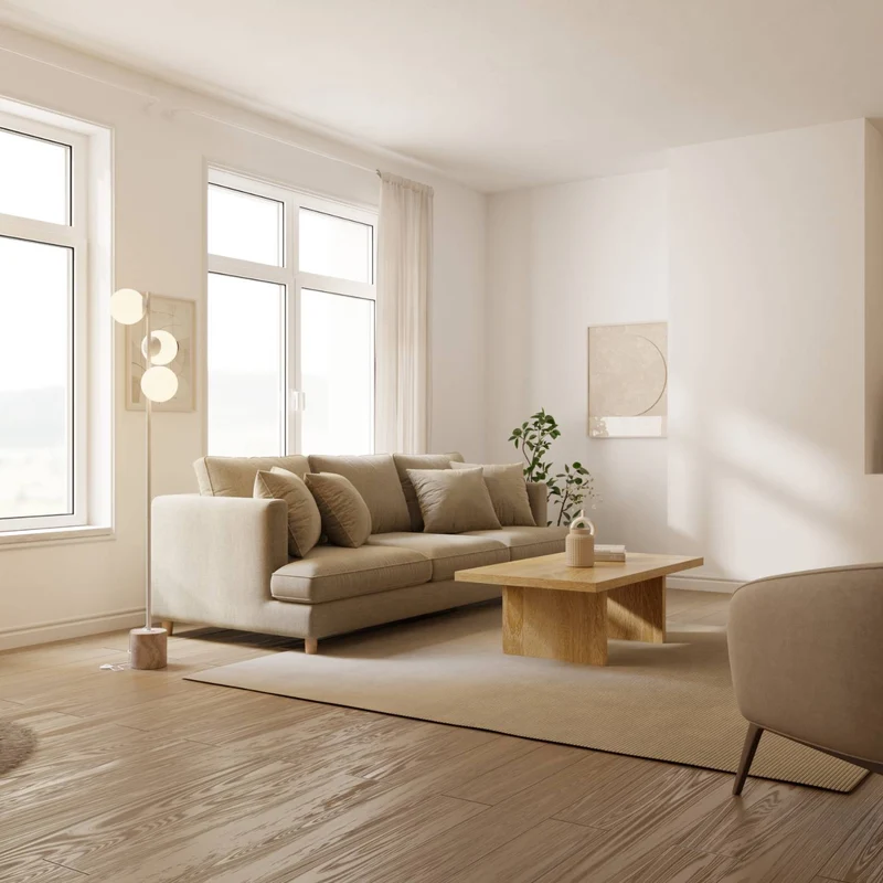 Luxe design vloerlamp met travertin voet en warm diffuus licht – Avera