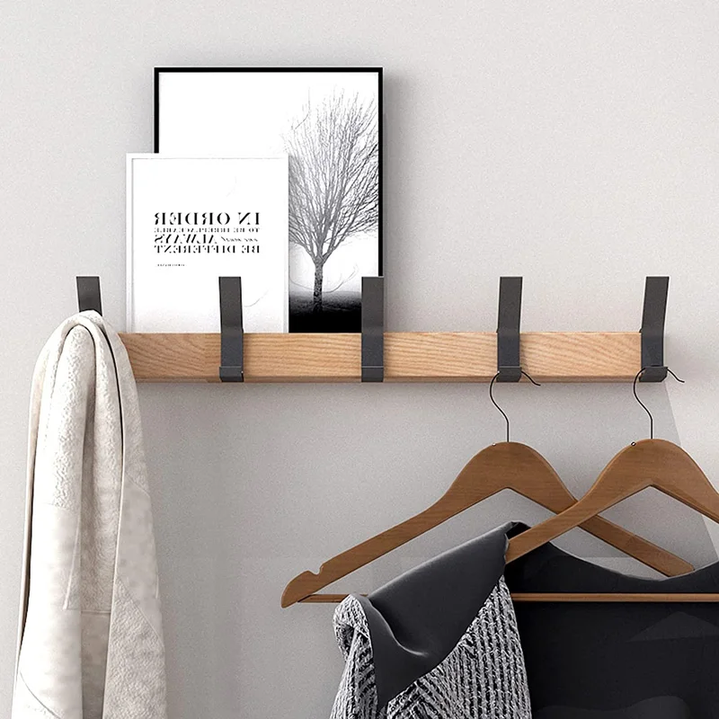Wandgarderobe met Verstelbare Haken – Scandinavische Kapstok van Hout & Metaal | Sansoti