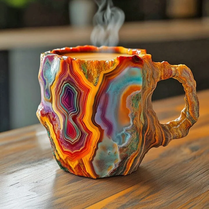 Design Drinkbeker met Kristalstructuur – Luxe Kop voor Koffie, Thee & Koude Dranken | Sansoti