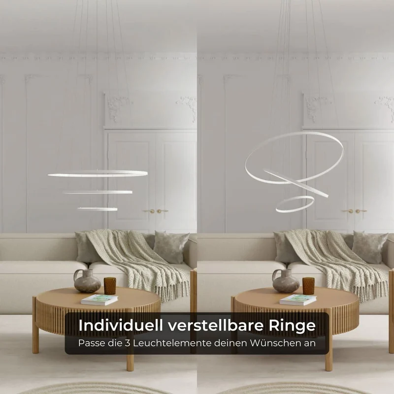 Moderne ring hanglamp met zwevend 3-ringen design | Sansoti