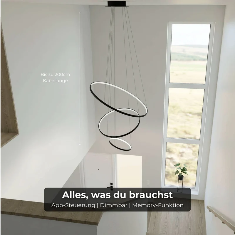 Moderne ring hanglamp met zwevend 3-ringen design | Sansoti