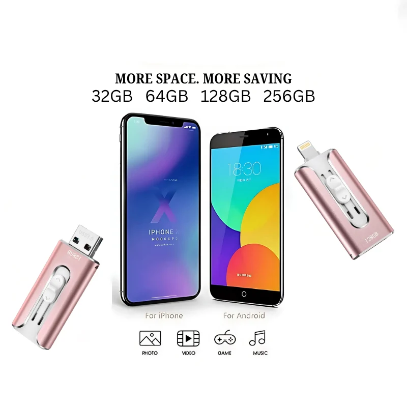 USB Stick 256GB Metaal USB 3.0 80 MB/s Compact 40 Gram Vier Kleuren | Sansoti