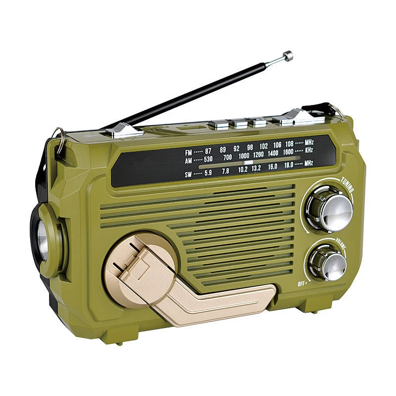 Multifunctionele noodradio op zonne-energie met handdynamo – voor outdoor en thuisgebruik