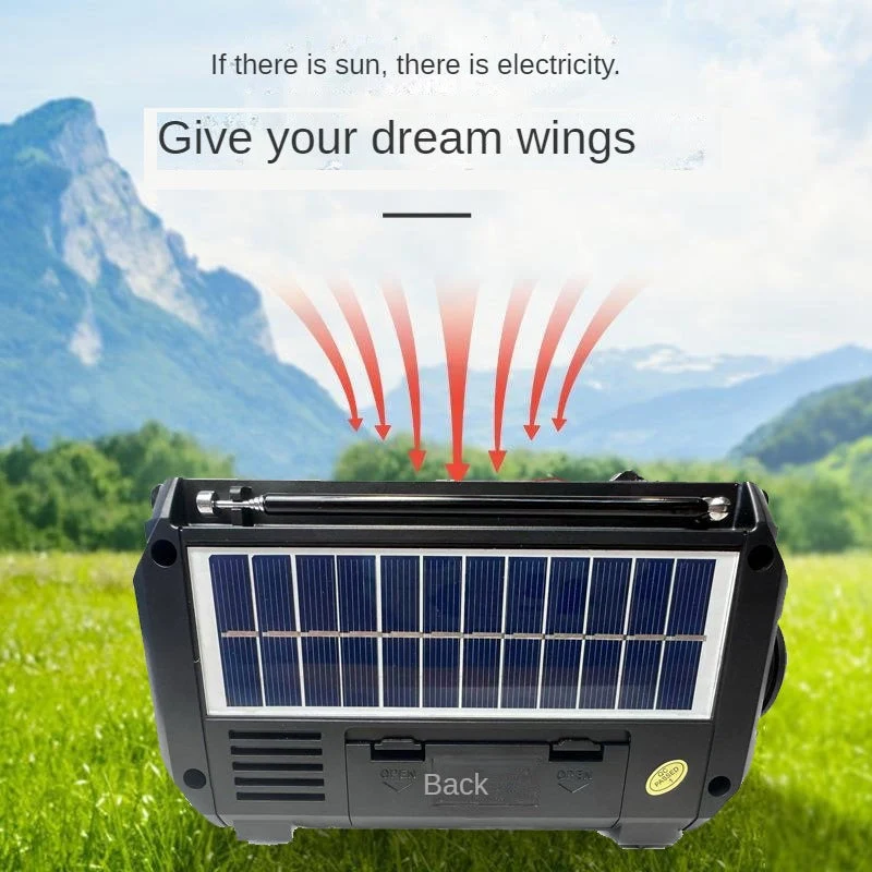 Multifunctionele noodradio op zonne-energie met handdynamo – voor outdoor en thuisgebruik