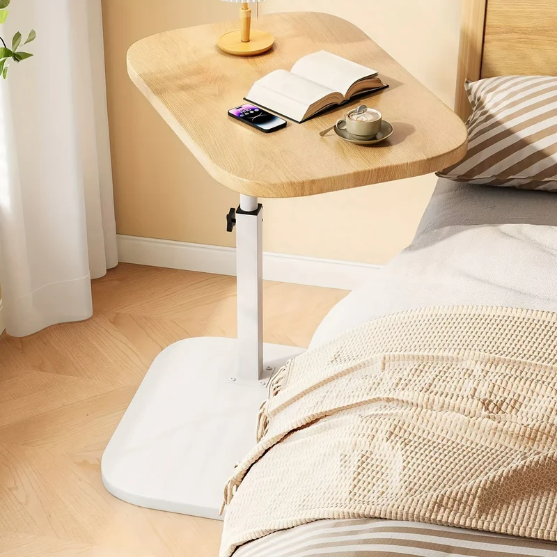Verstelbare Zijkanttafel met Houten Blad – Multifunctionele Bijzettafel voor Bank en Bed | NL