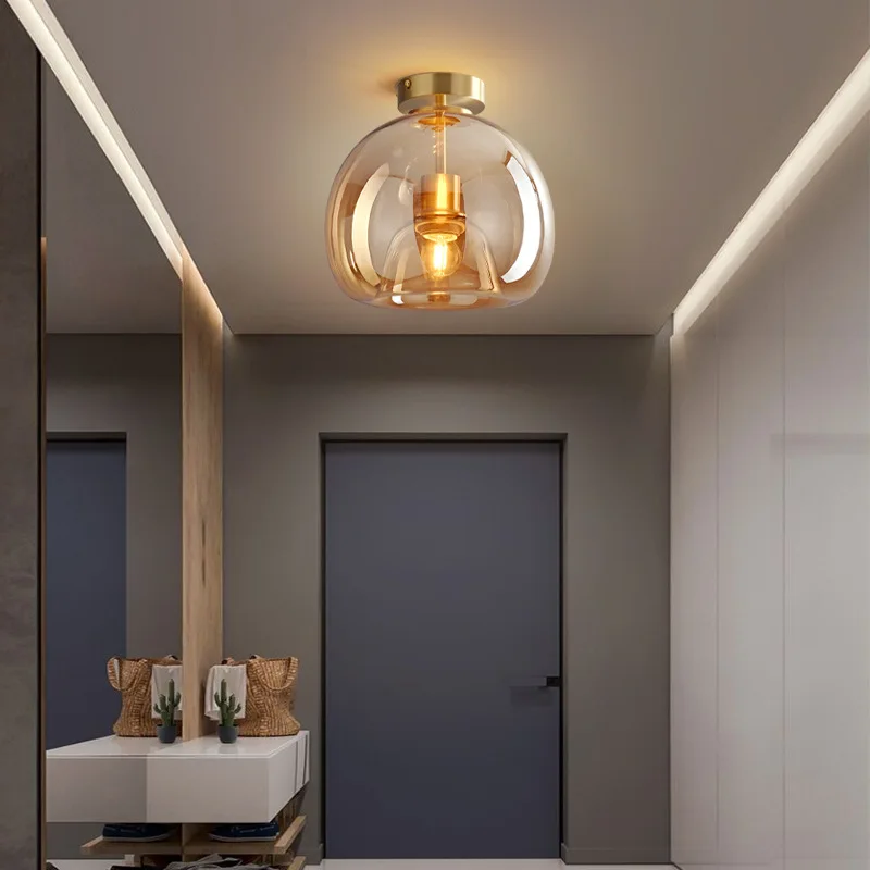Moderne LED plafondlamp van glas – design plafondverlichting met E27 fitting voor woonkamer, slaapkamer en keuken | Sansoti