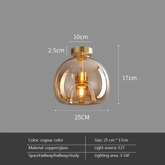 Moderne LED plafondlamp van glas – design plafondverlichting met E27 fitting voor woonkamer, slaapkamer en keuken | Sansoti