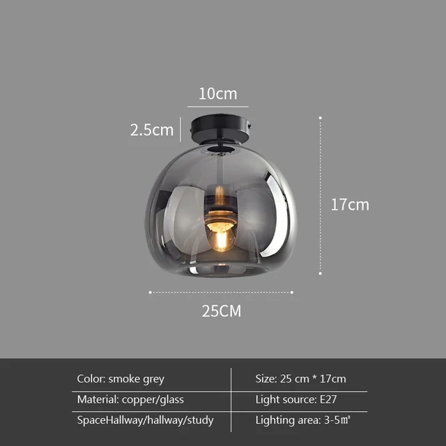 Moderne LED plafondlamp van glas – design plafondverlichting met E27 fitting voor woonkamer, slaapkamer en keuken | Sansoti