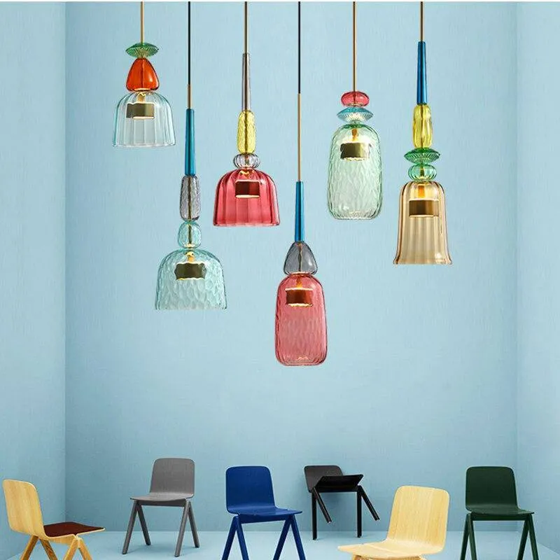 LED Design Hanglamp met Gekleurd Glas – Moderne Energiezuinige Verlichting