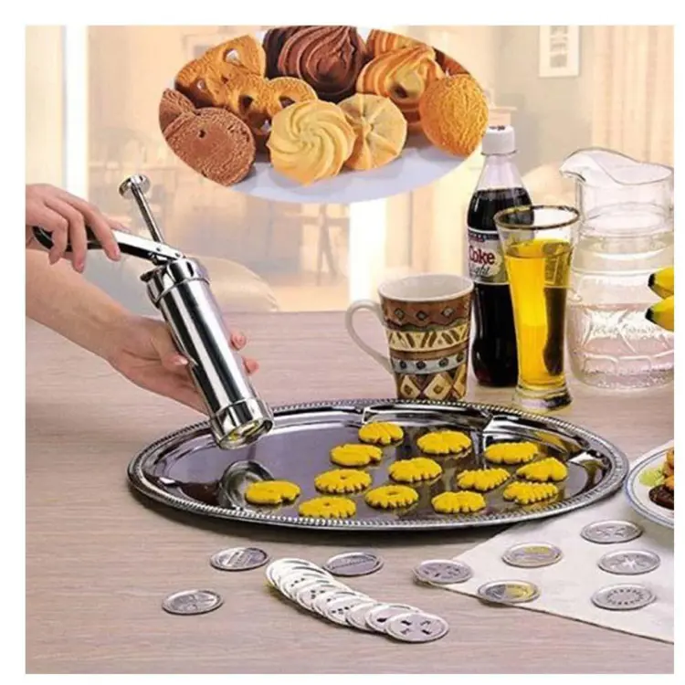 RVS Koekjespers met 20 Vormen & 4 Spuitmondjes – Perfecte Koekjes Maken | Sansoti