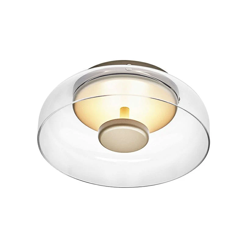 Glazen Plafonnier met Halbschalendesign – Stijlvolle LED-Plafondlamp voor Hal en Gang – Compacte Verlichting voor Lage Plafonds | Sansoti