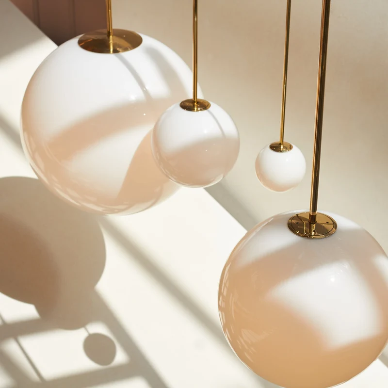 Hanglamp Messing Melkglas Plafond Minimalistisch Modern Scandinavisch Hal Eettafel Nachtkastje | Sansoti