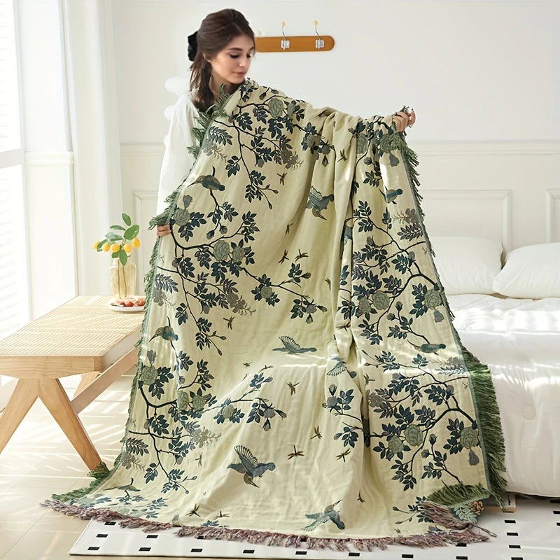 Katoenen Plaid Meerlaags Gaas Zomerdeken Bedsprei Sofabeschermer Picknickkleed Ademend Vormvast Licht | Sansoti