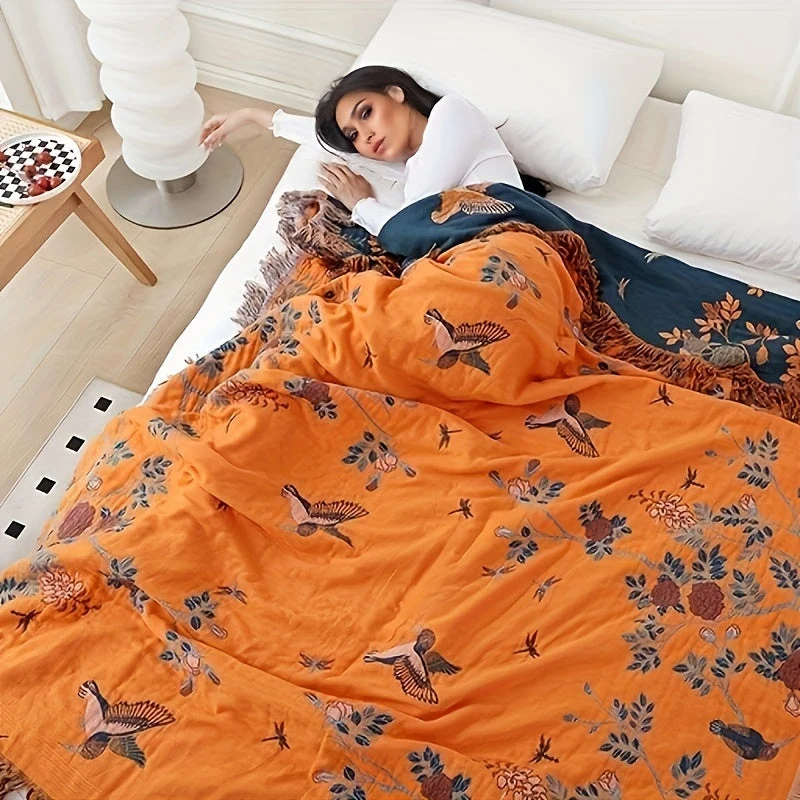 Katoenen Plaid Meerlaags Gaas Zomerdeken Bedsprei Sofabeschermer Picknickkleed Ademend Vormvast Licht | Sansoti