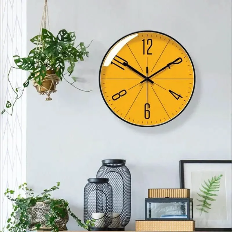 Stille Wandklok 30cm Scandinavisch Design Zwart Wit Goud Grijs Oranje Quartz Woonkamer Keuken Kantoor | Sansoti