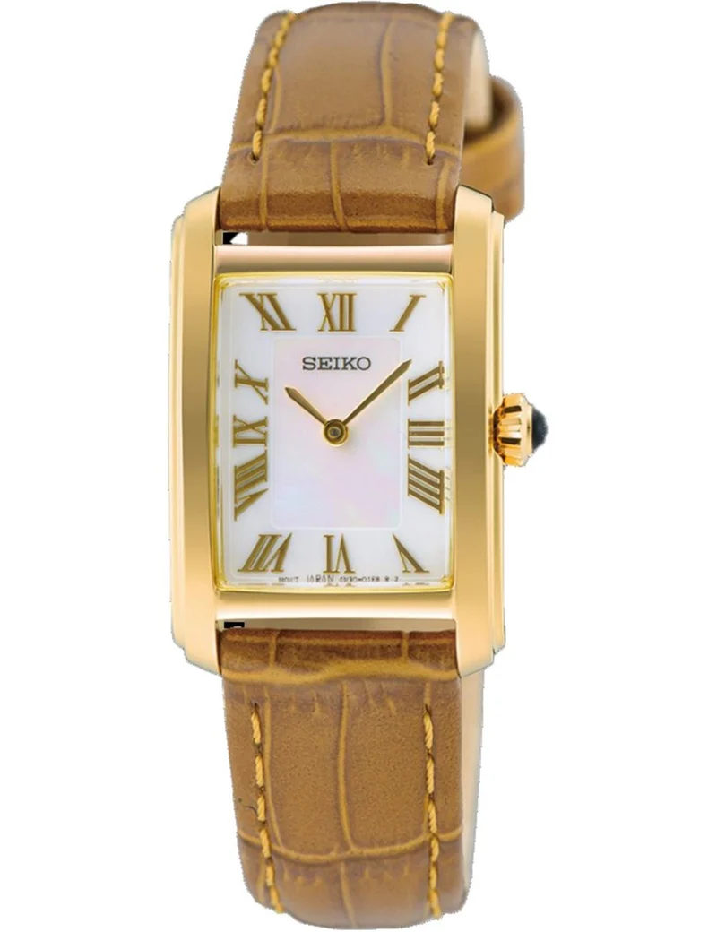 Seiko SWR100P1 Damen Armbanduhr Classic Weiß • Eckiges Edelstahlgehäuse • Quarzwerk 5 ATM