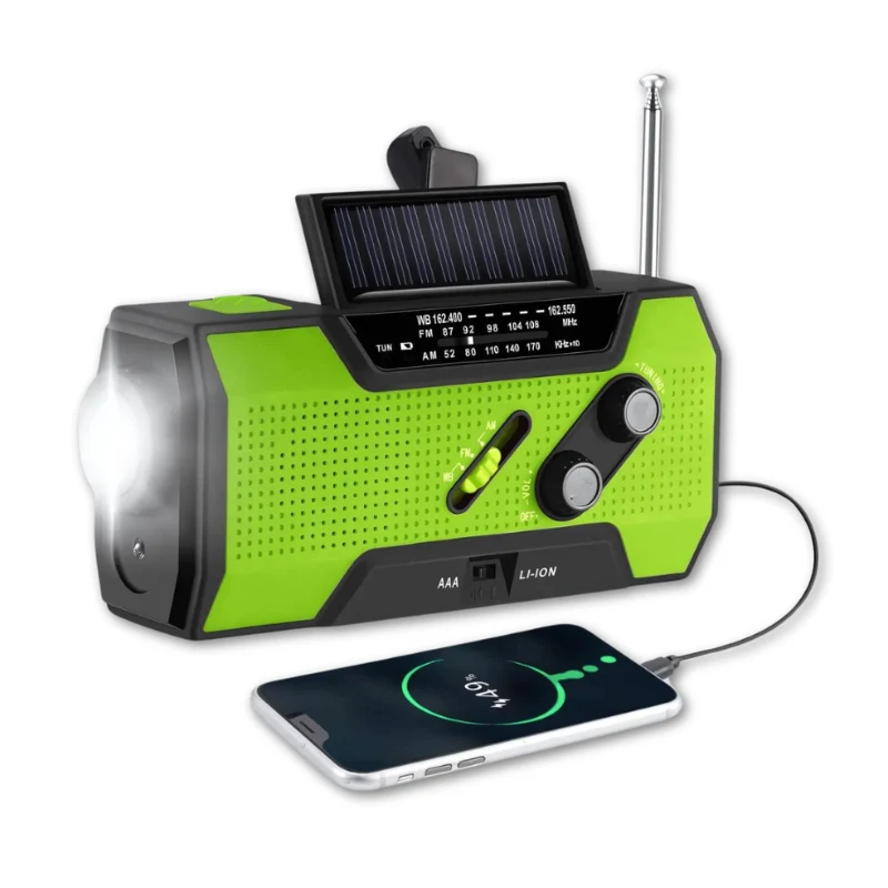 Noodradio Met Zonnepaneel Handcrank En 4000mAh Powerbank AM FM Weer Radio Met Zaklamp SOS Alarm En USB Opladen Voor Outdoor En Noodsituaties | Sansoti