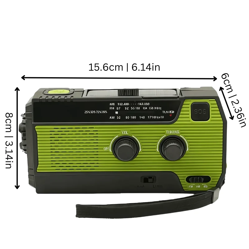 Noodradio Met Zonnepaneel Handcrank En 4000mAh Powerbank AM FM Weer Radio Met Zaklamp SOS Alarm En USB Opladen Voor Outdoor En Noodsituaties | Sansoti