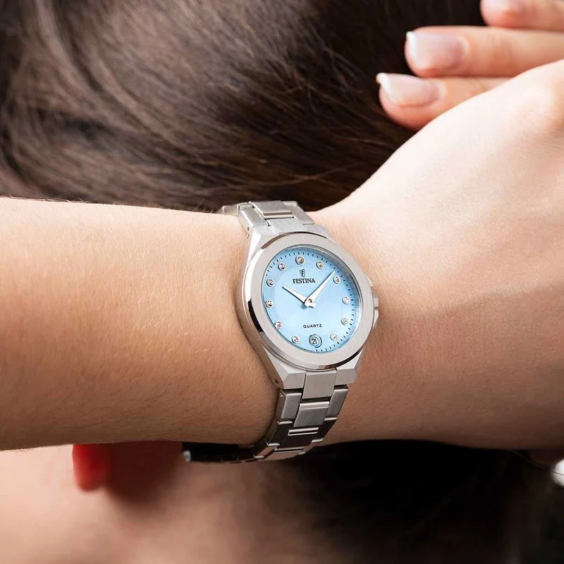 Festina Mademoiselle F20700/3 Damenuhr • Hellblaues Zifferblatt • Edelstahl