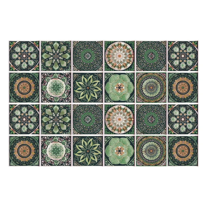 Tegelstickers Keuken Achterwand Zelfklevend Portugees Mandala 24 Stuks 10-20 cm Kleurrijk | Sansoti