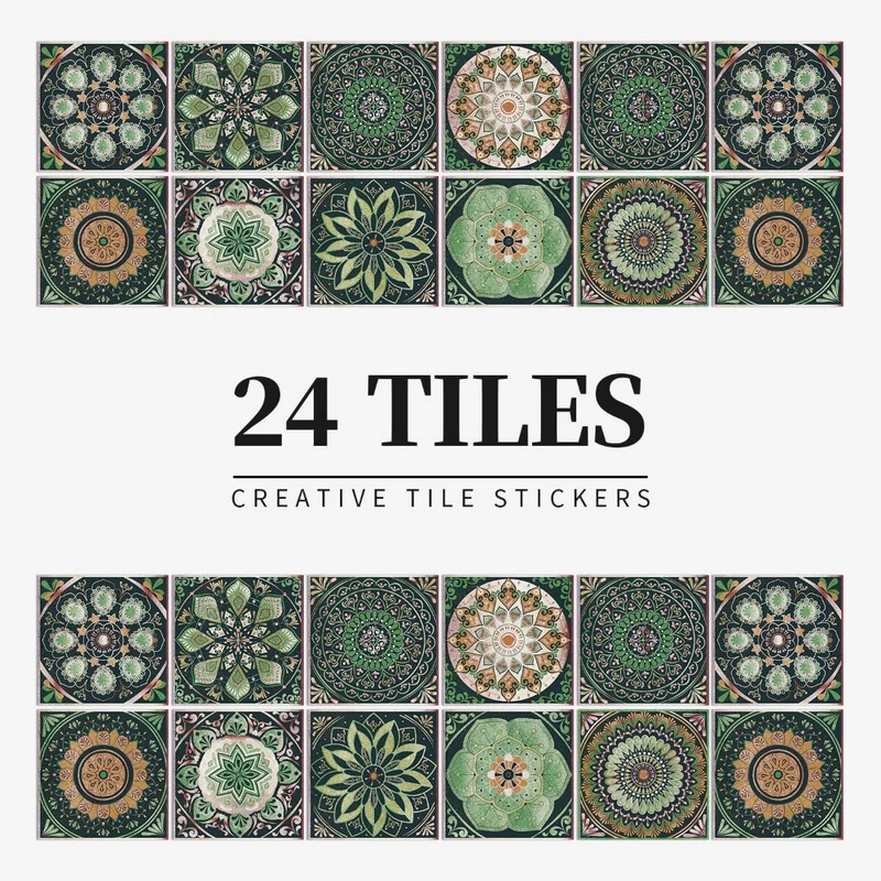 Tegelstickers Keuken Achterwand Zelfklevend Portugees Mandala 24 Stuks 10-20 cm Kleurrijk | Sansoti