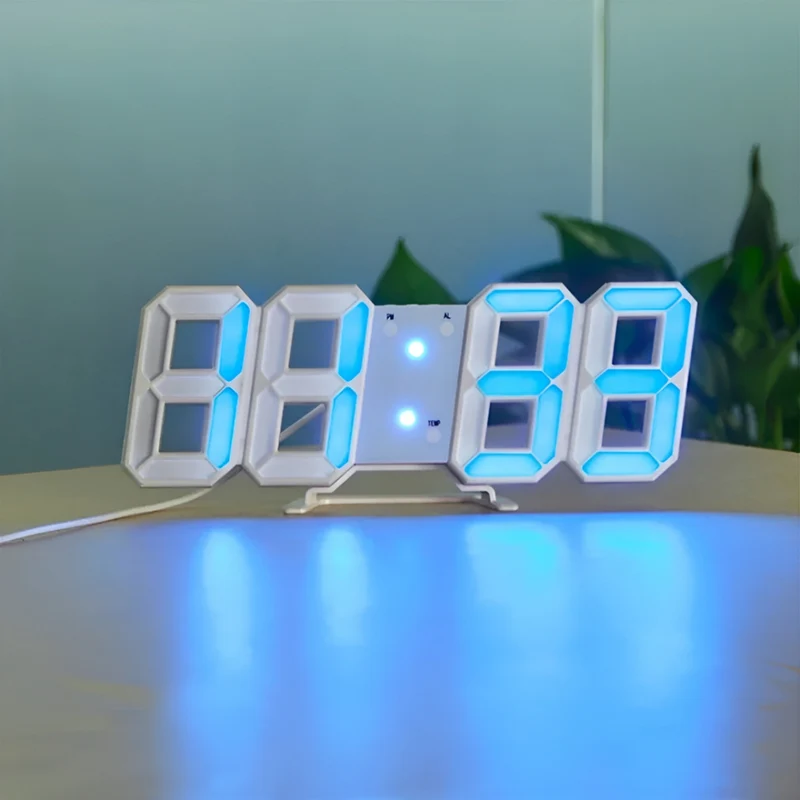 Grote 3D Digitale LED Wandklok Met Dimbare Verlichting En Nachtmodus Voor Woonkamer Slaapkamer En Kantoor | Sansoti