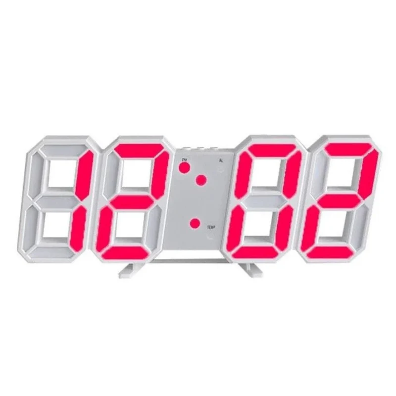 Grote 3D Digitale LED Wandklok Met Dimbare Verlichting En Nachtmodus Voor Woonkamer Slaapkamer En Kantoor | Sansoti