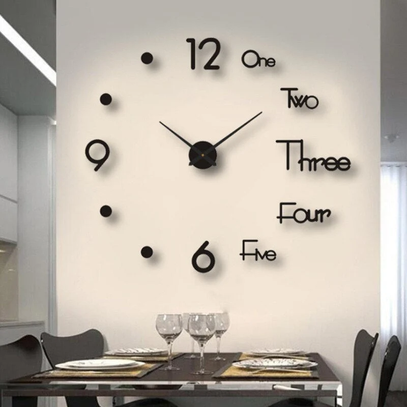 Grote Moderne Wandklok Met 3D Cijfers En Minimalistisch Design Voor Woonkamer En Keuken | Sansoti