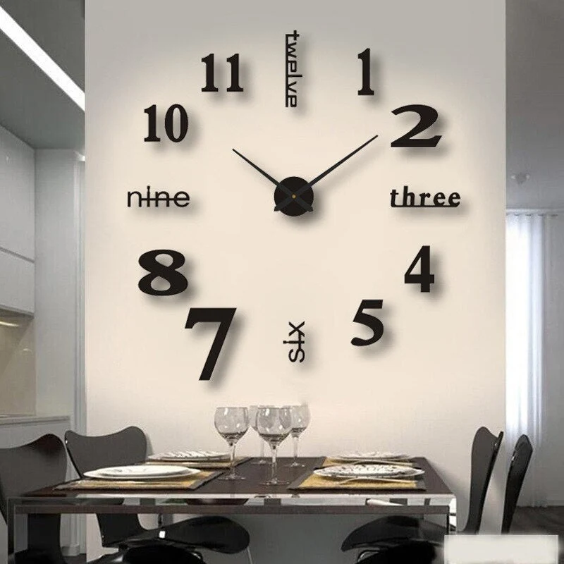 Grote Moderne Wandklok Met 3D Cijfers En Minimalistisch Design Voor Woonkamer En Keuken | Sansoti