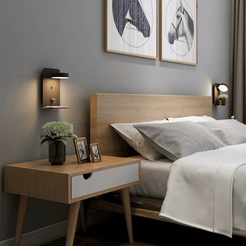 Moderne Wandlamp Met Oplaadplateau En USB Aansluiting Voor Slaapkamer Bedwand Verlichting Met Warme Sfeergloed | Sansoti