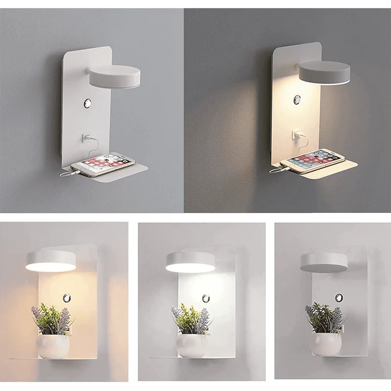 Moderne Wandlamp Met Oplaadplateau En USB Aansluiting Voor Slaapkamer Bedwand Verlichting Met Warme Sfeergloed | Sansoti