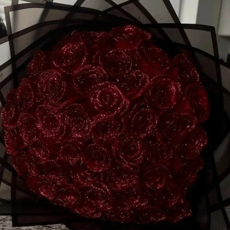 Decoratieve Kunstbloem met Glitterafwerking en Luxe Geschenkdoos voor Romantische Interieur Decoratie | Sansoti