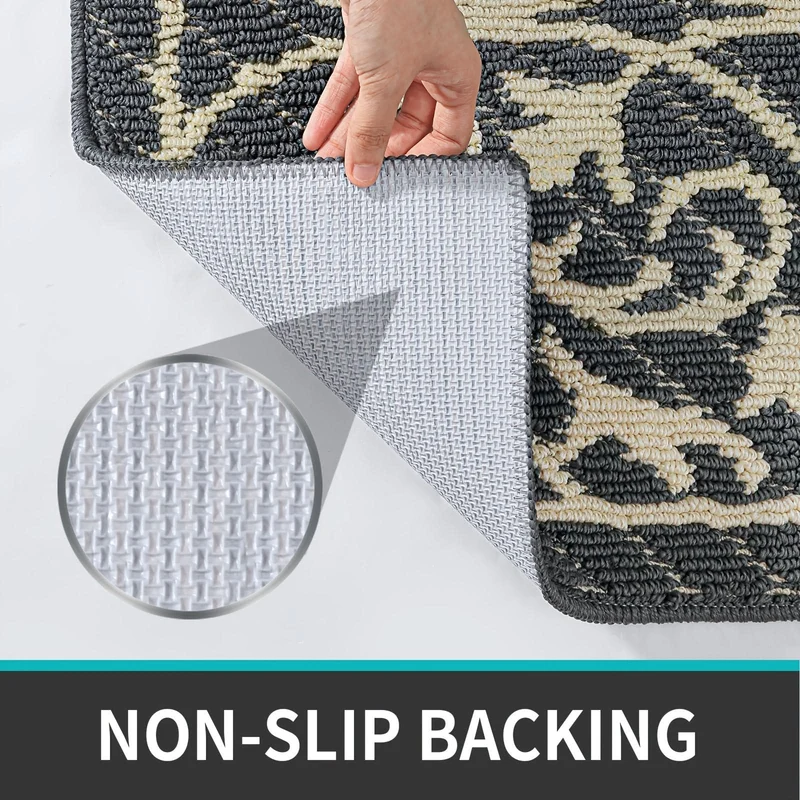 Laagdrempelige Antislip Deurmat Binnen 60x90cm Vuilopvangend Entree Tapijt Rubberen Grip Hal Ingang Vloermat | Sansoti