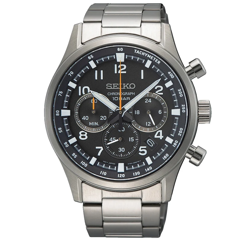 Seiko SSB447P1 Herrenuhr Chronograph Stahl/Schwarz • Saphirglas • 10 Bar Wasserdicht